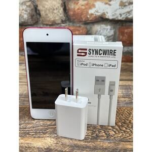 Apple iPod Touch A1574 6th Gen 16GB Pink w/ Cable & Adapter Bundle